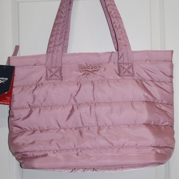 NWT Reebok Beatrice Pink Quilted Tote Bag 20.9L Lightweight Shoulder Tote - Picture 4 of 9